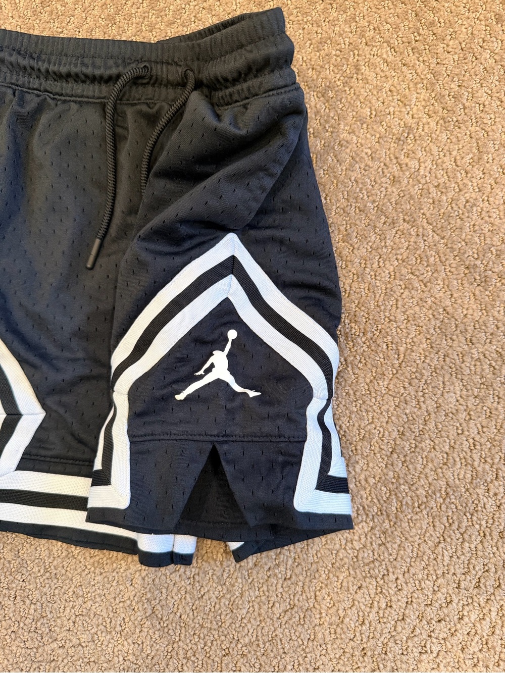Nike Jordan Youth Black Athletic Mesh Shorts with White Stripe Detail - Picture 2 of 4